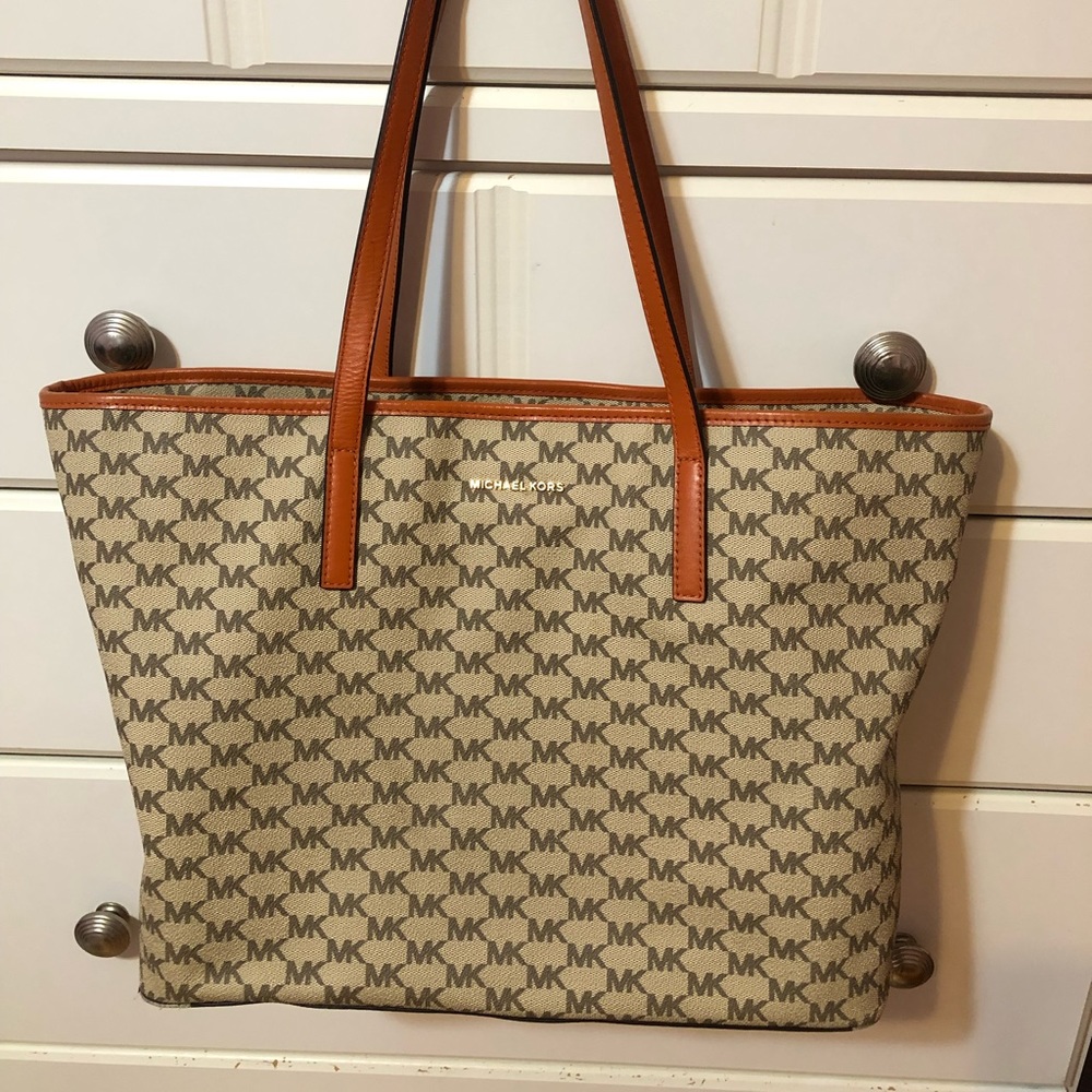 MICHAEL BY MICHAEL KORS Emry Tote Bag MK Print/Burnt Orange